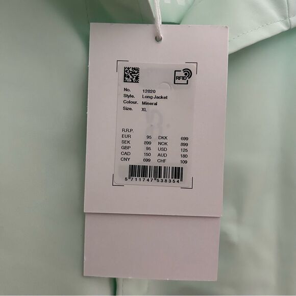 RAINS Jacket Long Mineral Green Casual Unisex Lightweight Hooded Neutral Pockets - Picture 12 of 16